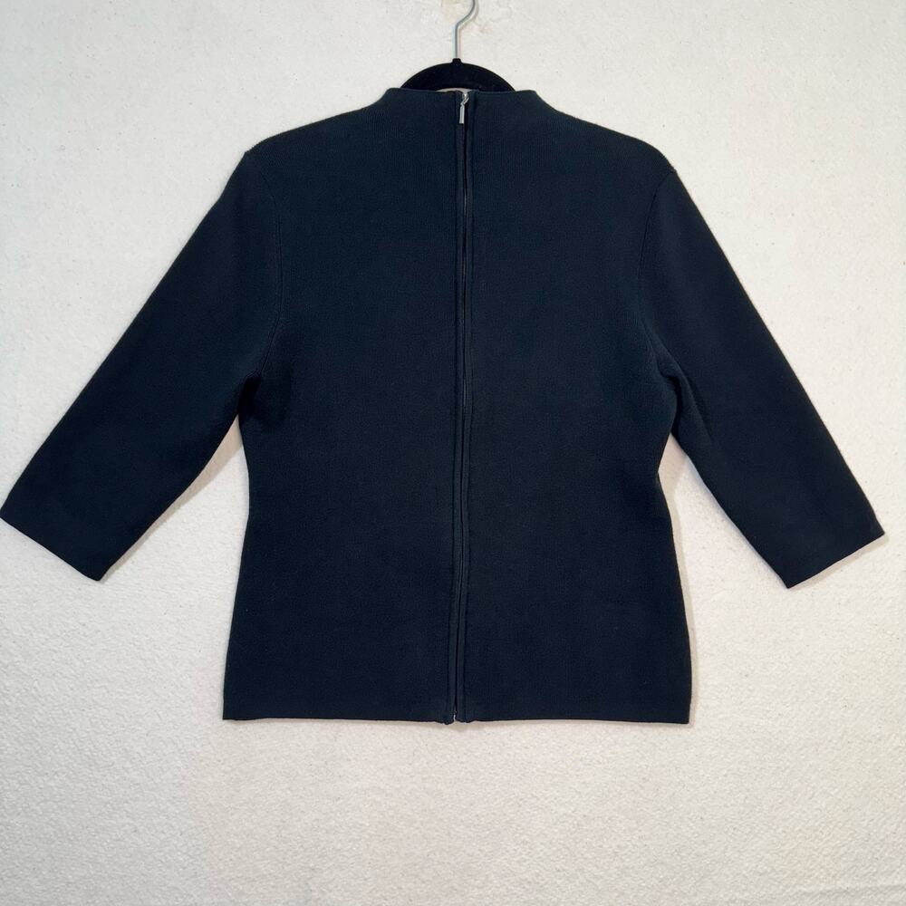 Alps Full-Zip Elegant Cardigan Sweater 3/4 Short-Sleeve Medium Cotton Stretch